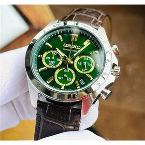 Seiko Spirit Chronograph Green Dial Stainless Steel Men's Watch